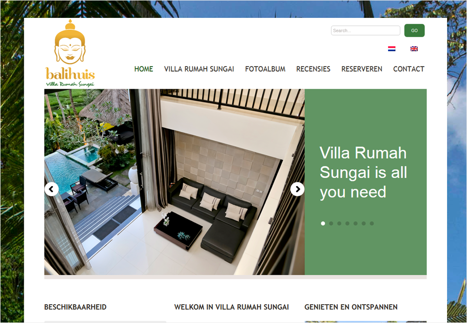 SEO website upgrade en Engelse vertalingen van de lovende recensies op de website van de prachtige Villa Rumah Sungai op Bali. Vakantievilla te huur!