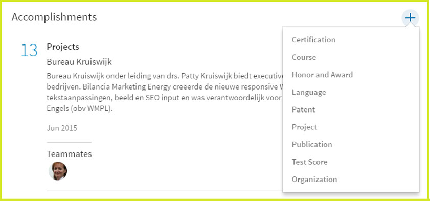 LinkedIn projects toevoegen en team members in de nieuwe LinkedIn. Blog van Monique van Dam.